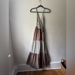 Size Small Brown and Cream Maxi Dress